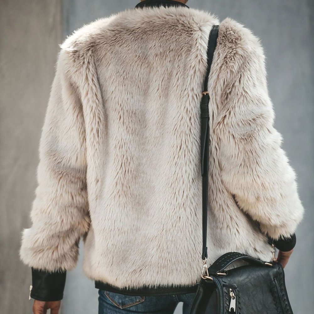 Fleece Leather Faux Fur Jacket - Picture 3 of 5